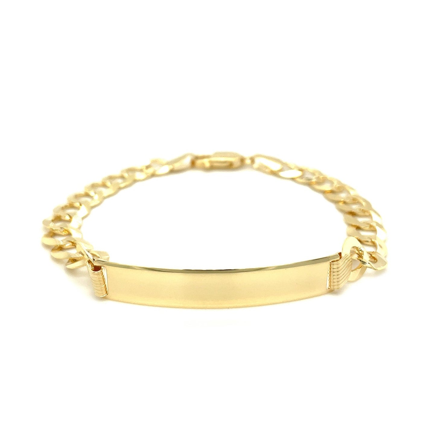Bracelet ID en chaîne Curb pour homme en or jaune 14k - 8,5 pouces