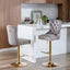 Thick gold rotating velvet bar stool with adjustable seat height of 25-33 inches and backrest (gray, set of 2 pieces) - Korvel
