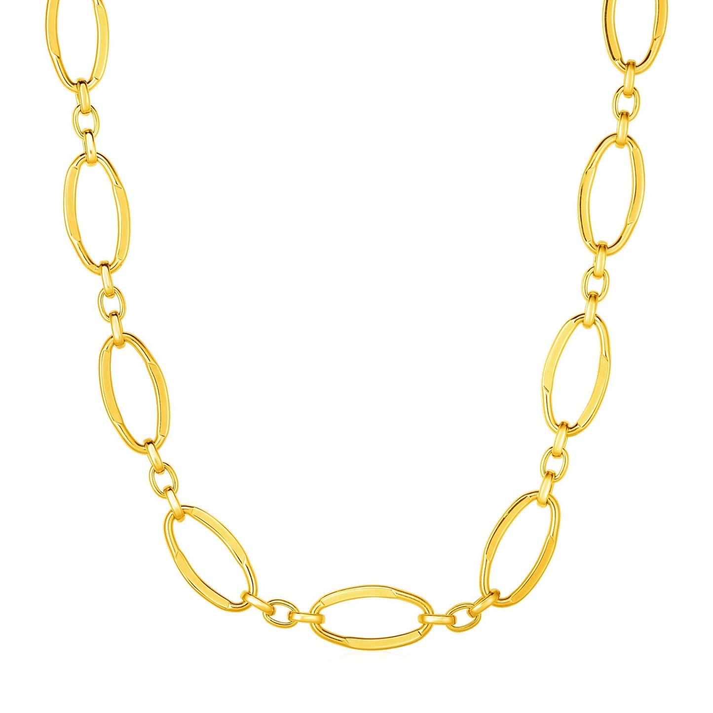Collier en or jaune 14 carats avec maillons ovales polis