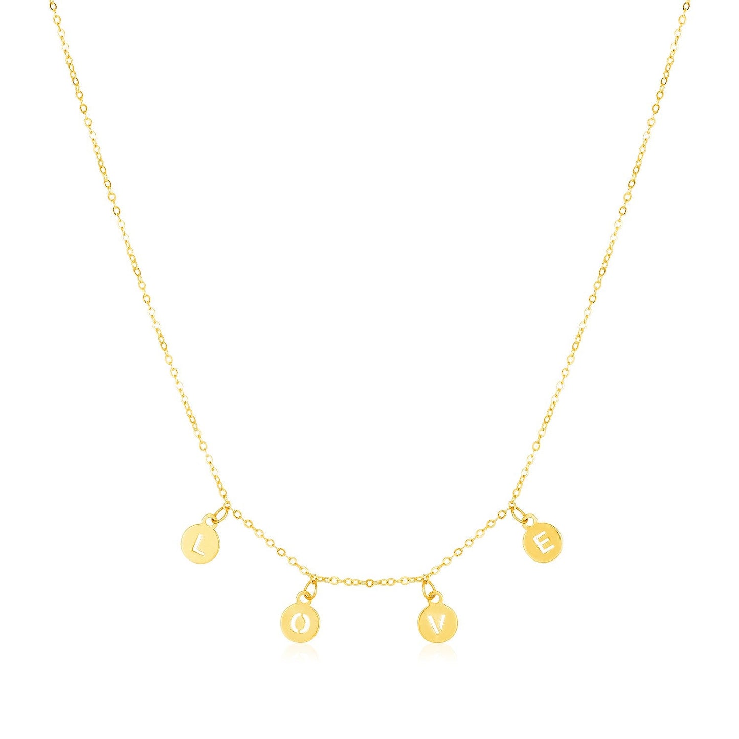 Collier en or jaune 14 carats avec gouttes en cercle