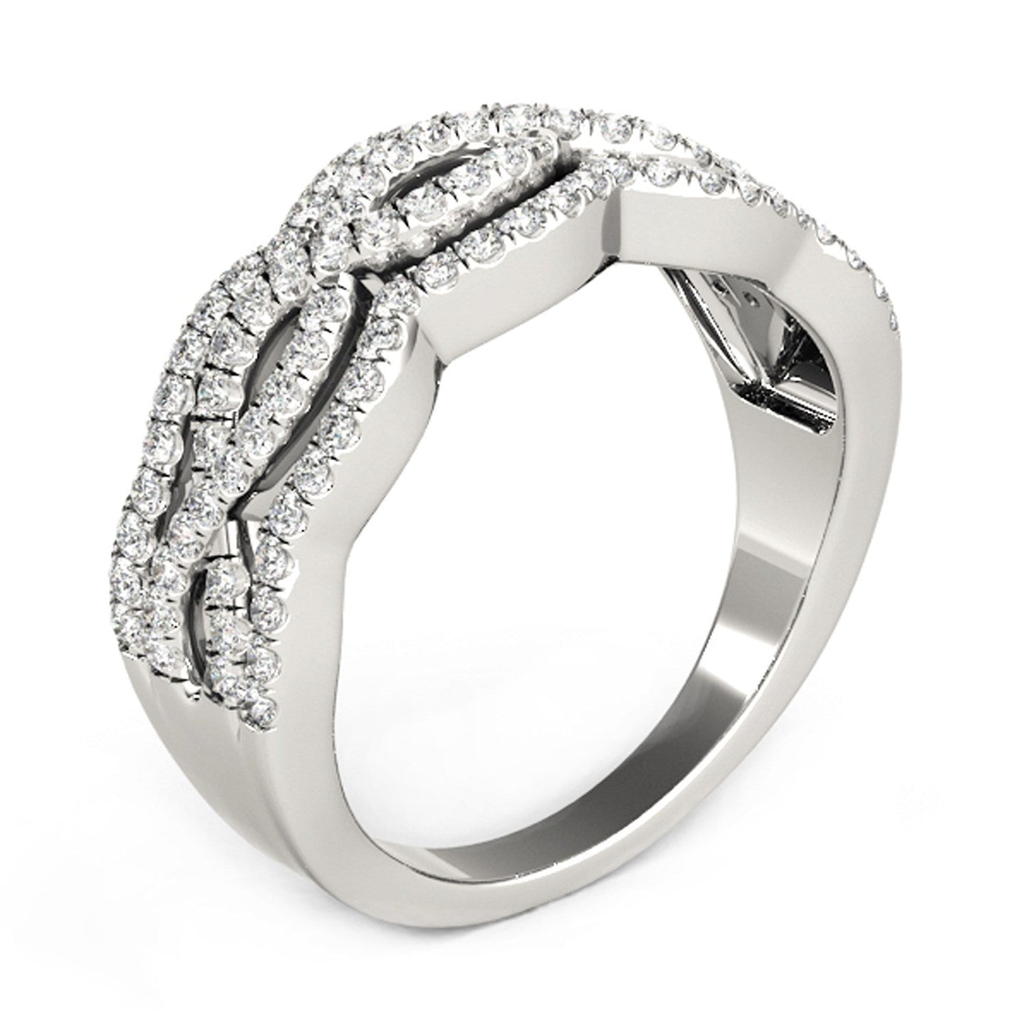 Anillo con Diamantes y Cuatro Curvas en Oro Blanco de 14k