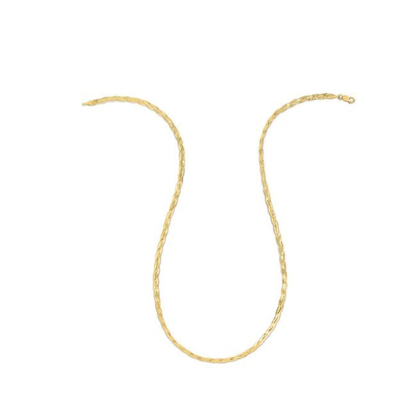 14k Yellow Gold Braided Herringbone Chain - 3.20 mm