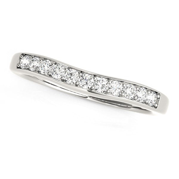 14k White Gold Curved Diamond Wedding Band