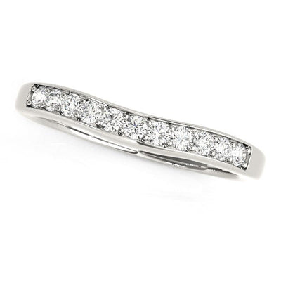 14k White Gold Curved Diamond Wedding Band