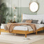 Queen Size Rubber Wooden , Solid Wooden Bed with Teddy Velvet Cushion Upholstered Headboard, Enhanced by Support Feet - Korvel