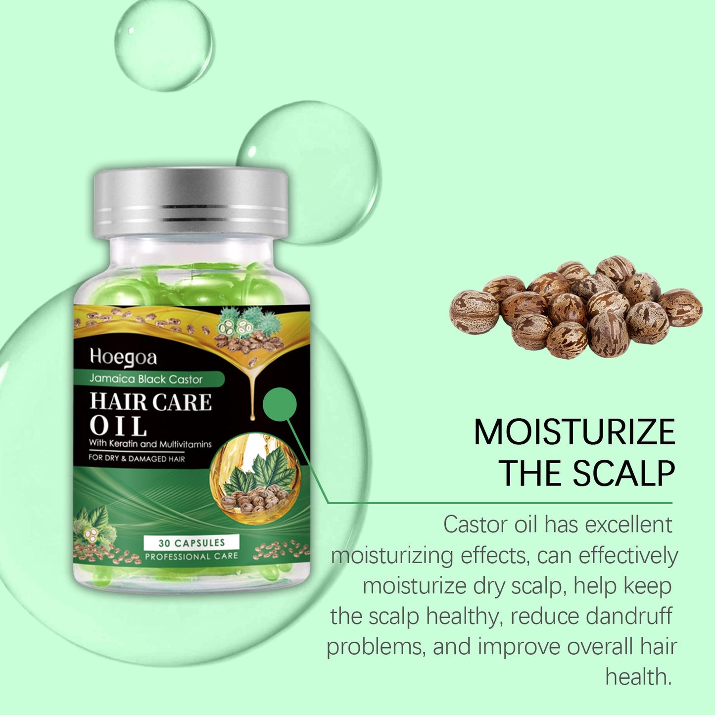 Black Castor Oil Nourishing Hair Care Capsule Hair Care Oil Gently Nourishes And Softeningly Improves Dry Hair - Korvel