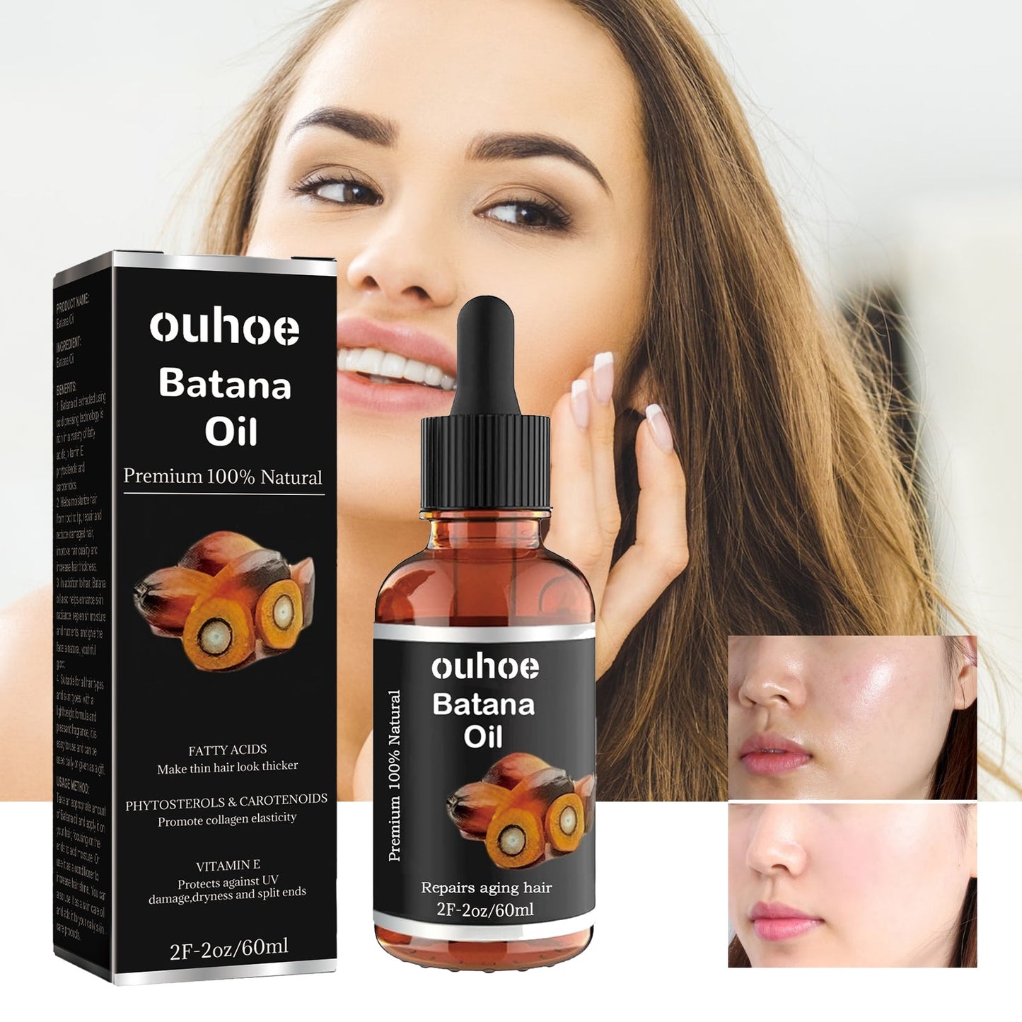 Batana Essential Oil, Hair Smoothing Anti-Loss Nourishing Skin Care Essential Oil - Korvel