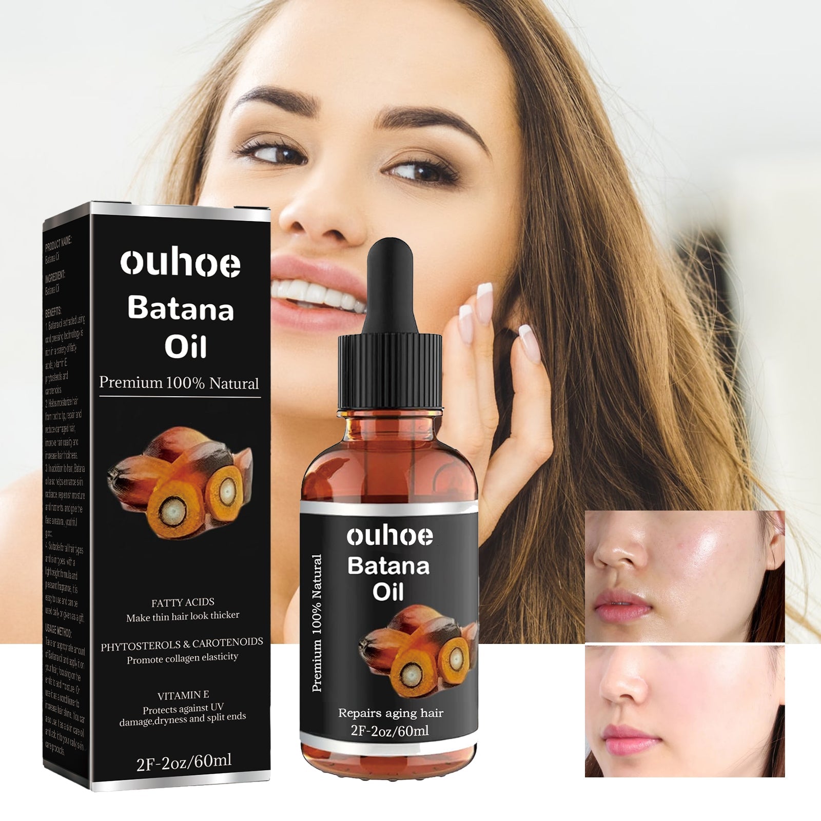Batana Essential Oil, Hair Smoothing Anti-Loss Nourishing Skin Care Essential Oil - Korvel