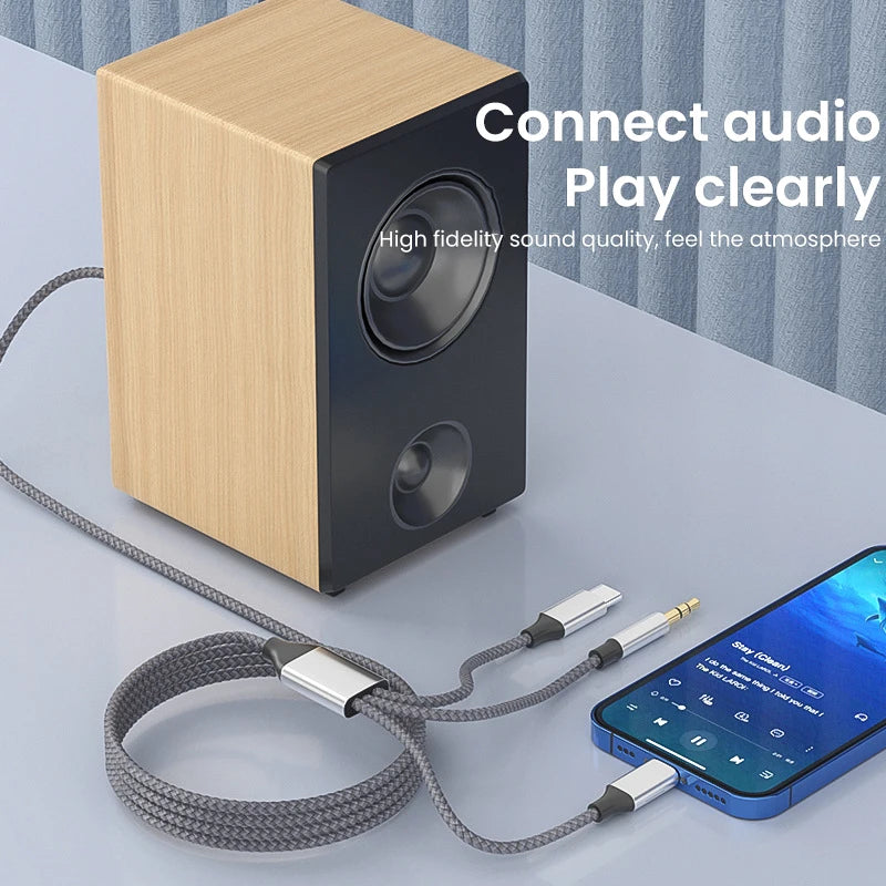 Câble audio premium trois-en-un pour appareils Apple Type-C et 3,5 mm
