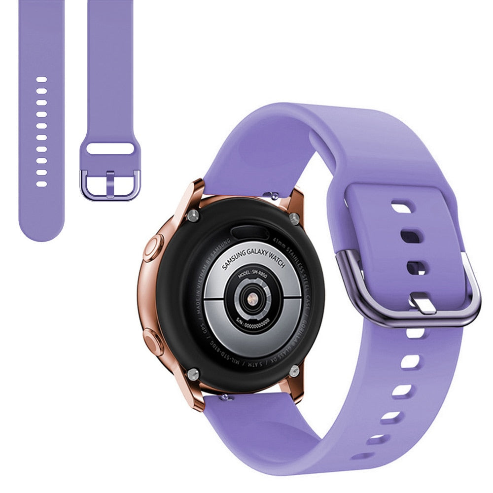 Suitable for Samsung Galaxy Watch Active2 Solid Color Silicone Strap 20/22mm Universal Strap - Korvel
