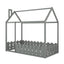 Cadre de lit en bois de taille twin avec clôture pour enfants - Gris