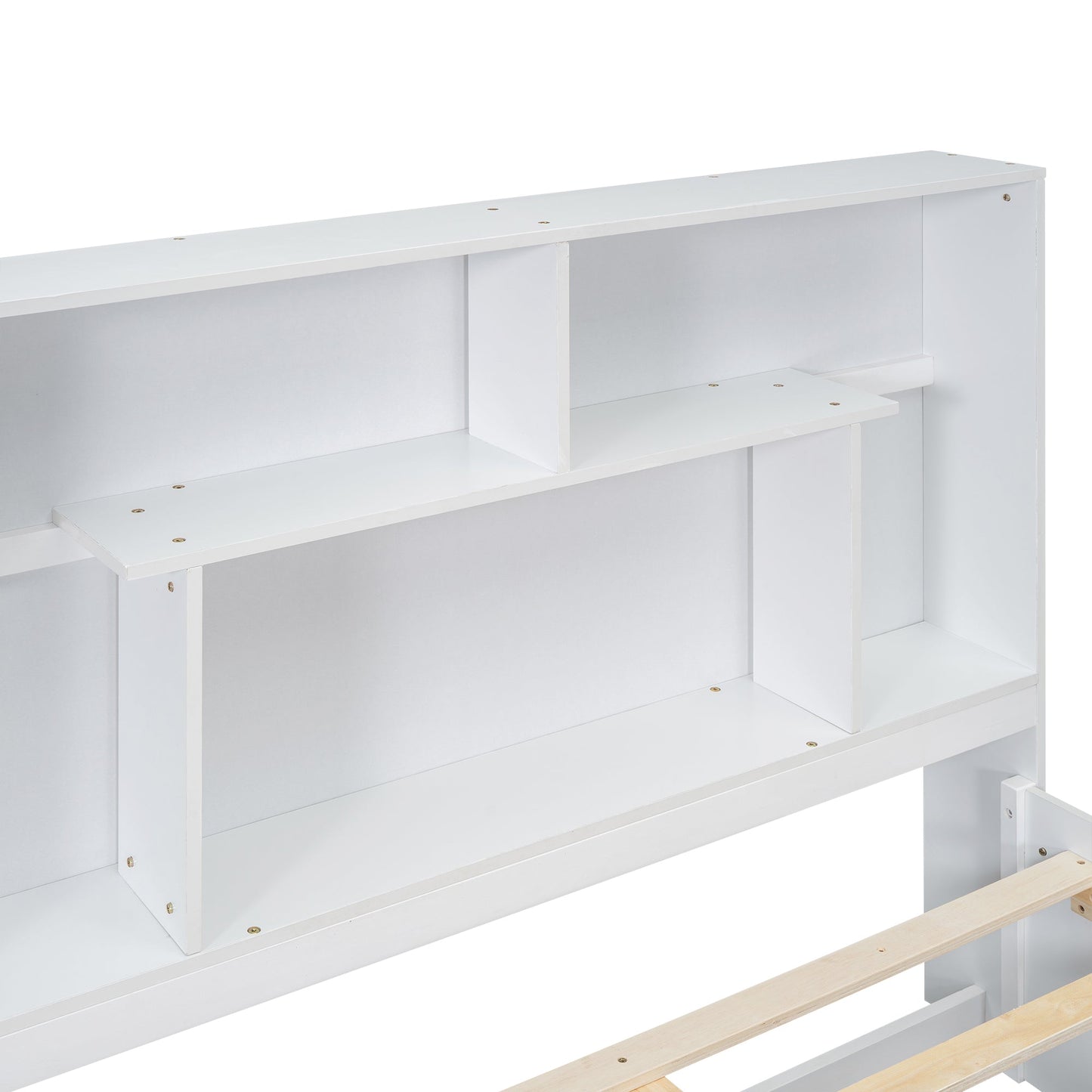 Full Size Platform Bed with Storage Headboard and 2 Drawers, White - Korvel