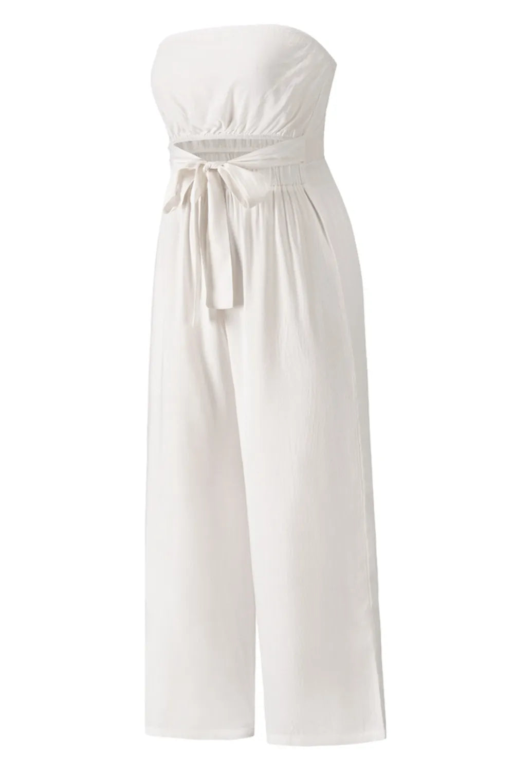 Tied Cutout Tube Wide Leg Jumpsuit - Korvel