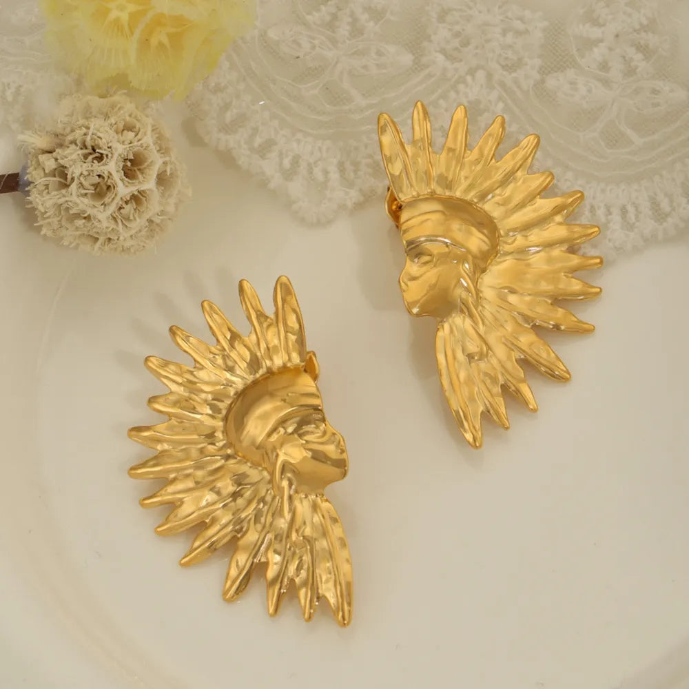 Pendientes Geométricos de Acero de Titanio Baño de Oro