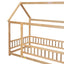Lit en bois taille twin avec cadre de toit de maison et barrières de sécurité