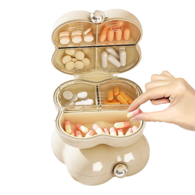 Moisture-proof and dust-proof portable large-capacity compartment storage box for 7 days of medicine - Korvel