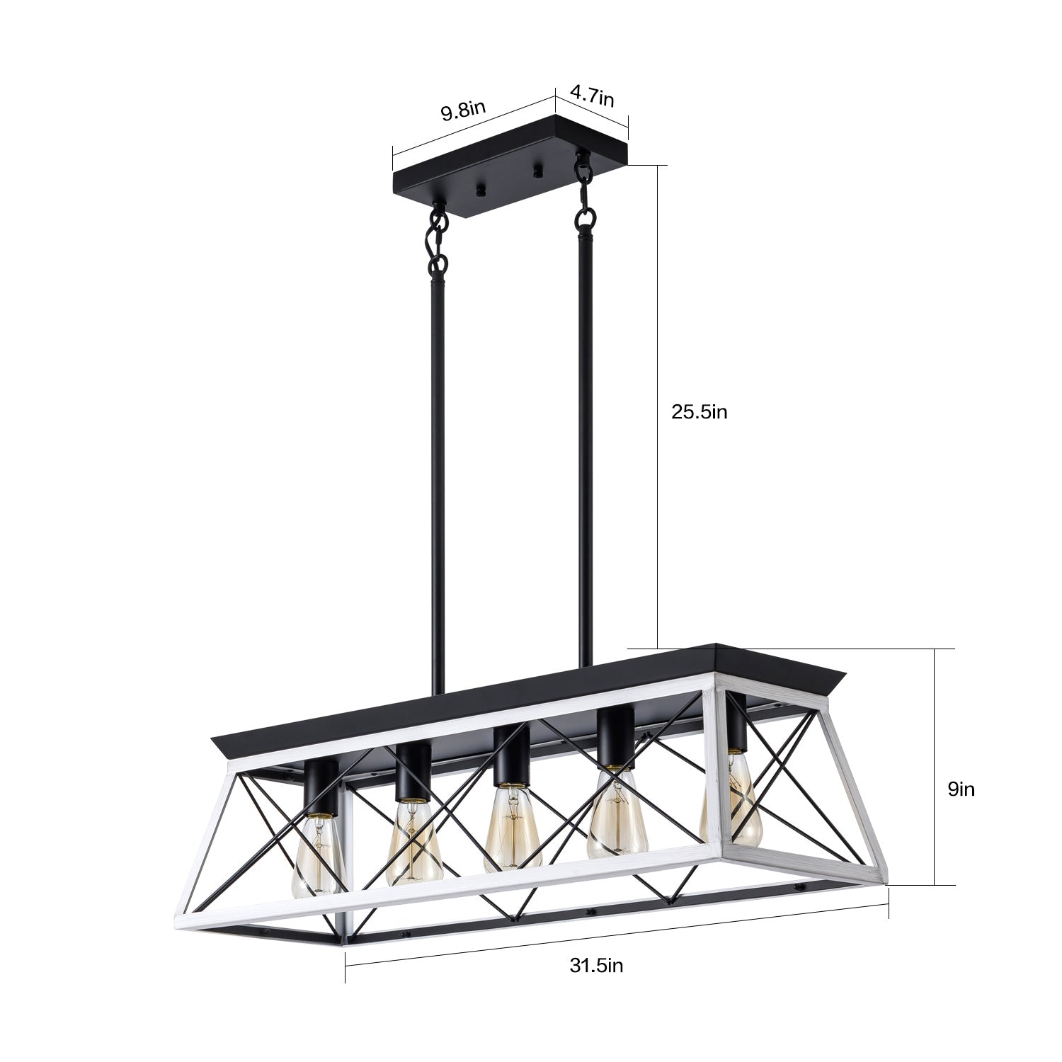 5-Light Farmhouse Chandeliers For Dining Room (No Bulbs) - Korvel