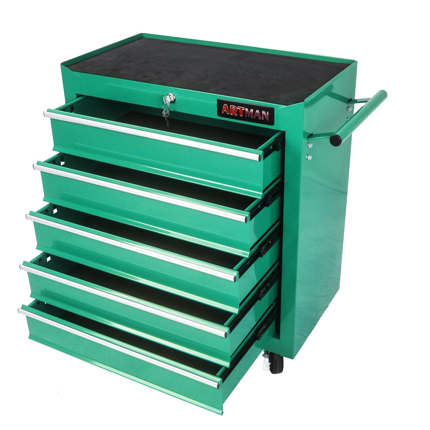 5 DRAWERS MULTIFUNCTIONAL TOOL CART WITH WHEELS-GREEN - Korvel