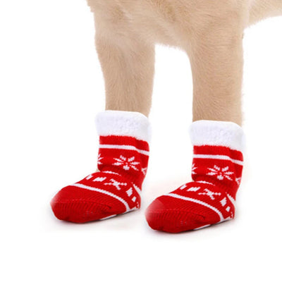 8pcs Pet Warm Cotton Socks Soft Anti Slip Claw Pattern Protect Feet Cold Snow Christmas Dog Cat Stockings Gifts - Korvel