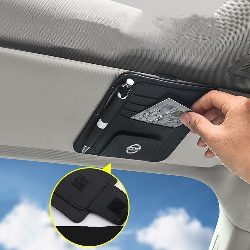 Clip de parasol de PU cuero premium para vehículos Nissan