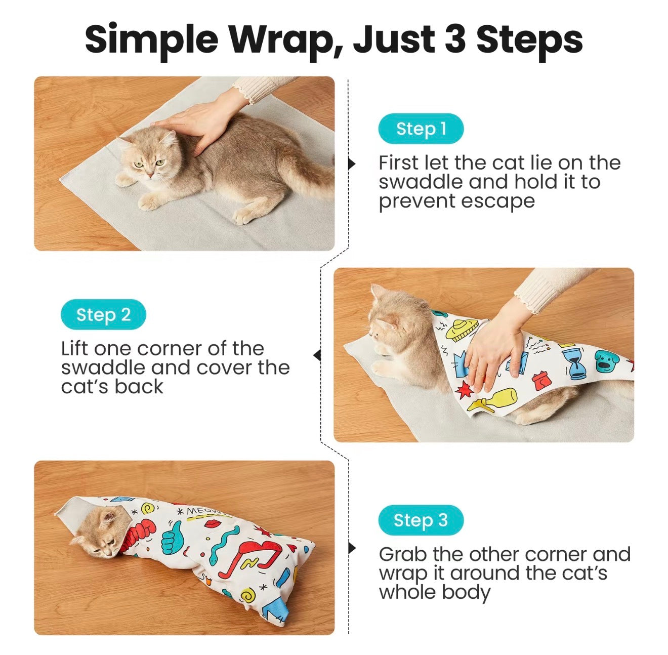 CatCalm Grooming Wrap - Secure & Comfortable Cat Restraint