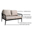 Ensemble de canapé loveseat de patio moderne en aluminium 2PC