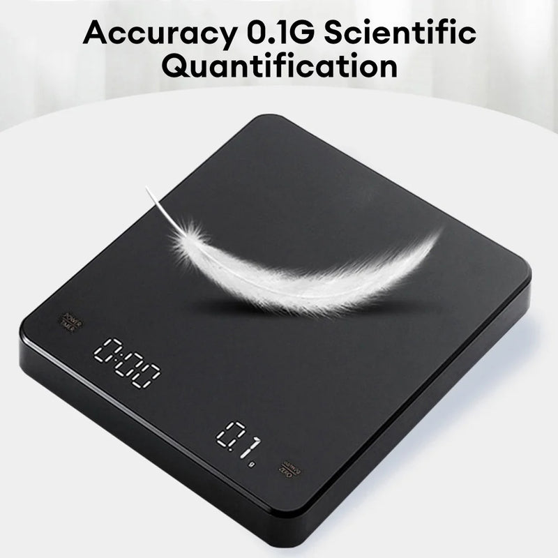Digital Coffee Scale with Timer LED Screen Espresso USB 3kg Max.Weighing 0.1g High Precision Measures in Oz/ml/g Kitchen Scale - Korvel