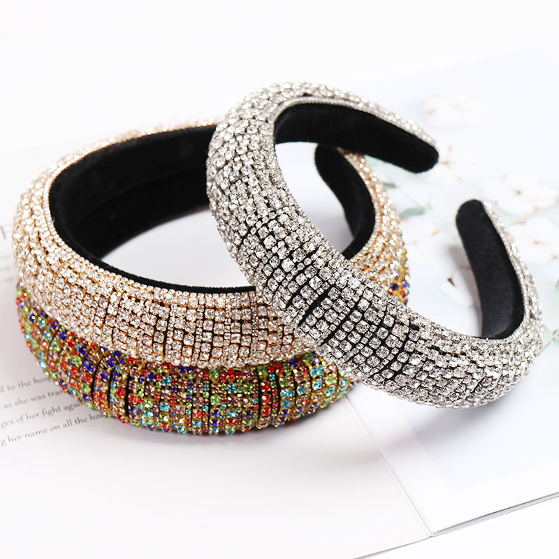 Baroque Full Crystal Hair Bands For Women Lady Luxury Shiny Padded Diamond Headband Hair Hoop Fashion Hair Accessories - Korvel