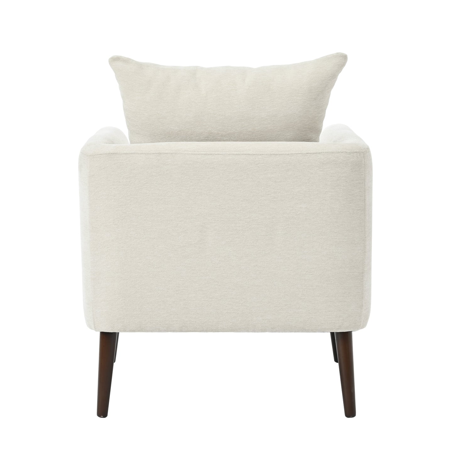 Bucket chair, Schneier accent chair, fabric armchair club chair, solid wood leg cushion armchair, lumbar pillow, beige - Korvel