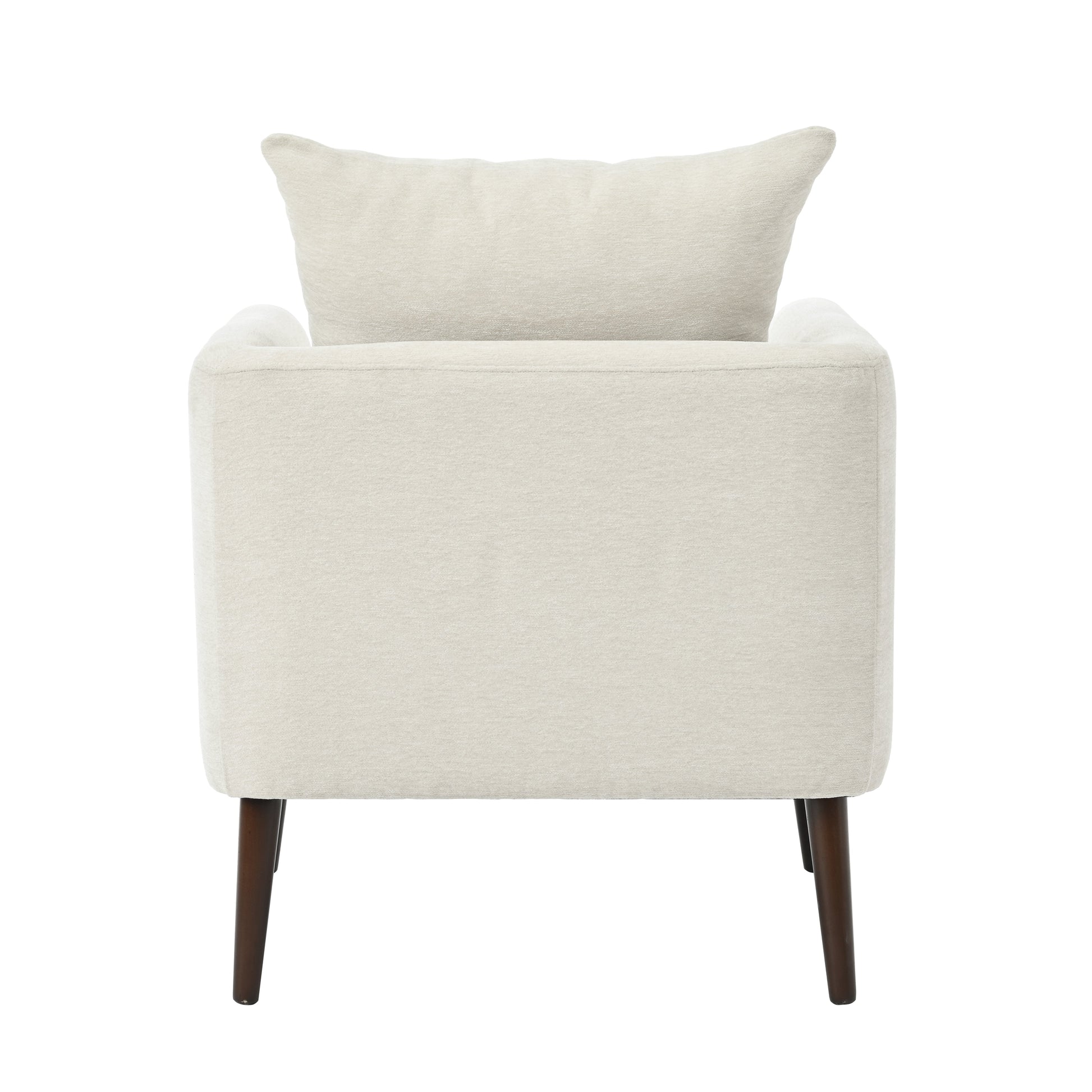 Bucket chair, Schneier accent chair, fabric armchair club chair, solid wood leg cushion armchair, lumbar pillow, beige - Korvel