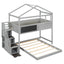 Twin over Full House Bunk Bed with Storage Staircase and Blackboard Gray - Korvel