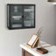 Retro Style Haze Double Glass Door Wall Cabinet With Detachable Shelves for Office Dining Room Living Room - Korvel