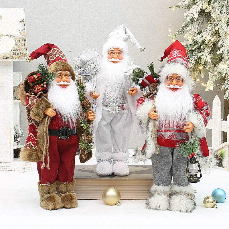 Christmas crafts 18 inch, wearing snow boots, backpack, standing, Santa Claus, dwarf - Korvel