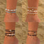 Conjunto de Tobilleras Elegantes de Perlas de Arroz Circulares para Playa - 3 Piezas