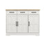 Farmhouse Buffet Cabinet Storage Sideboard with 3 Drawers and 3 Doors for Dining Living Room Kitchen Cupboard-White - Korvel