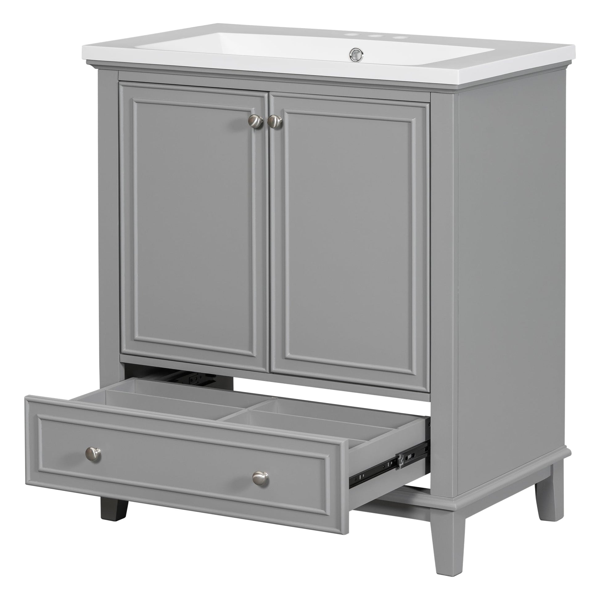 30inchgrey Bathroom Vanity with Sink ComboMulti-functional Bathroom Cabinet with Doors and Drawer Solid Frame and MDF Board - Korvel