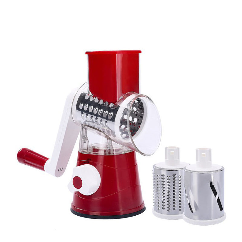 5-in-1 Cheese Grater: Gourmet, Rotary with Hand Crank, 10 Blades (3 Blades-C), for Cheese & Vegetable Slicing. - Korvel