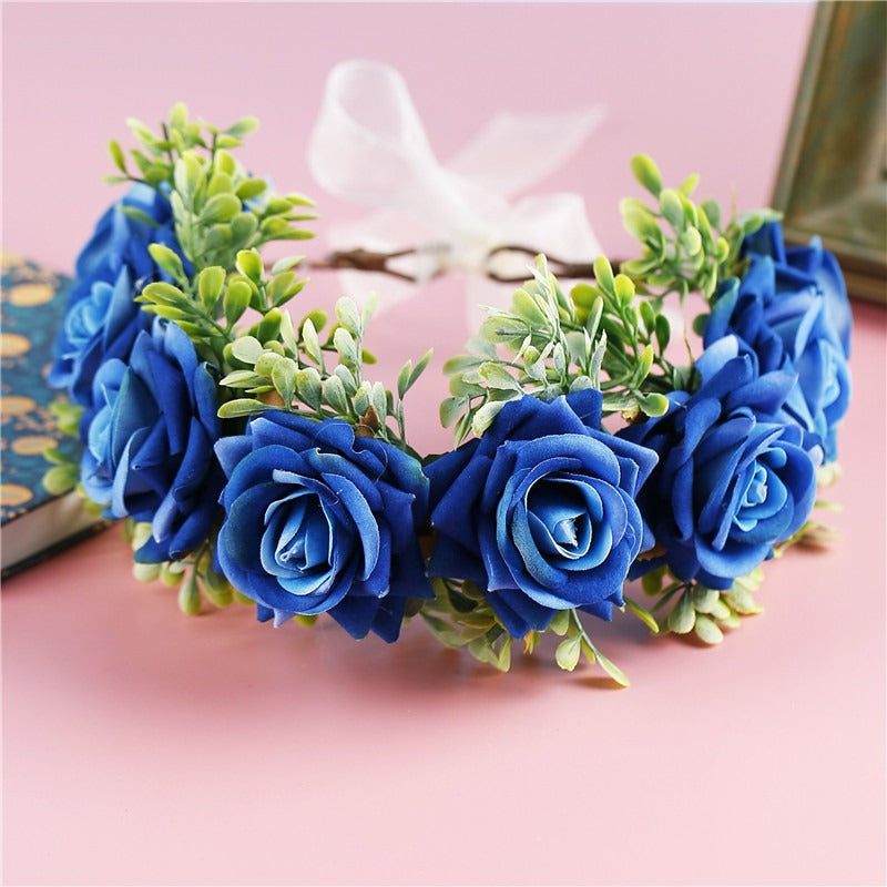 Handmade Velvet Flower Wreath - Adjustable Hair Accessory