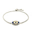 Bracelet en argent sterling ajustable à deux tons émaillé avec œil maléfique