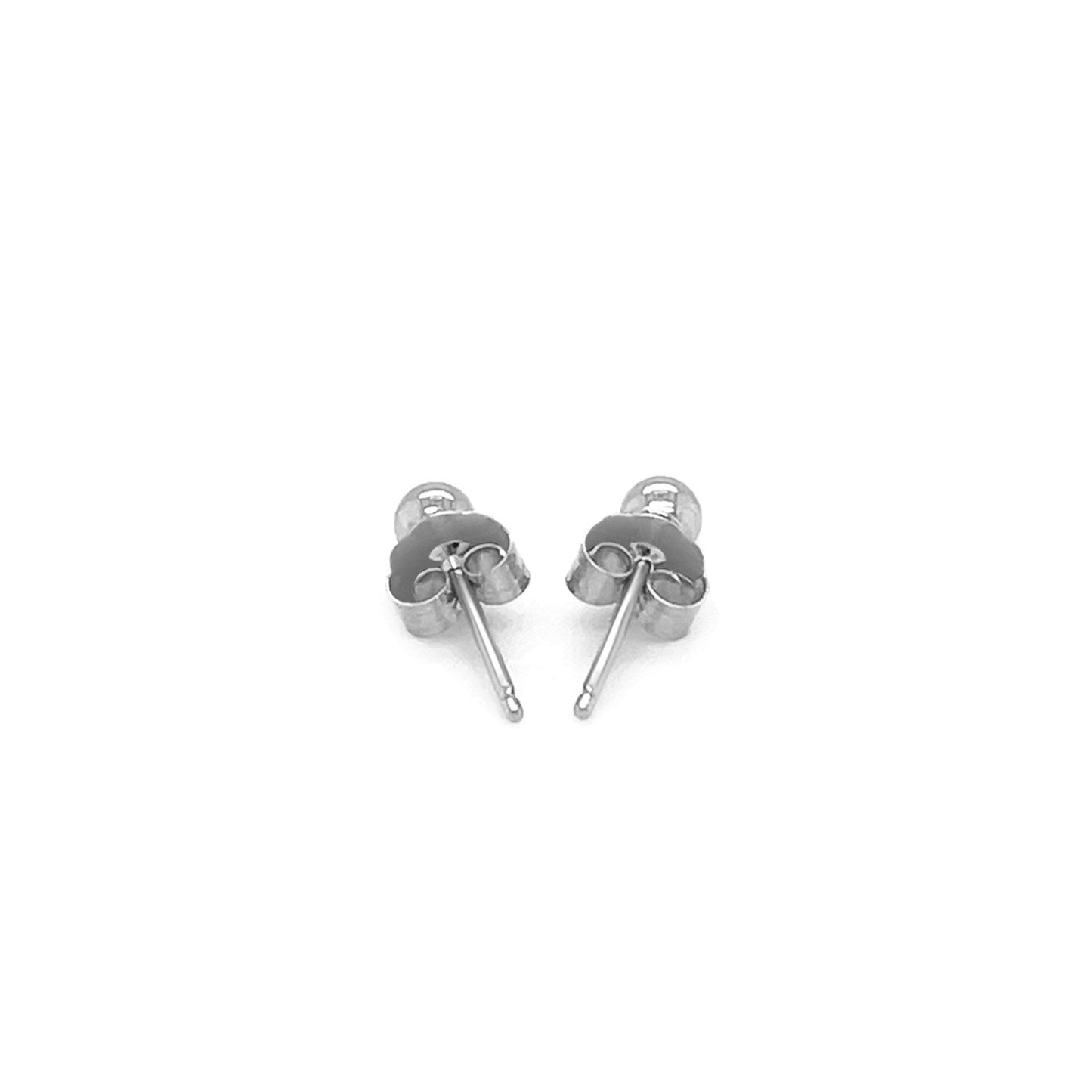Pendientes de perno esféricos de oro blanco de 14k - 3.0 mm