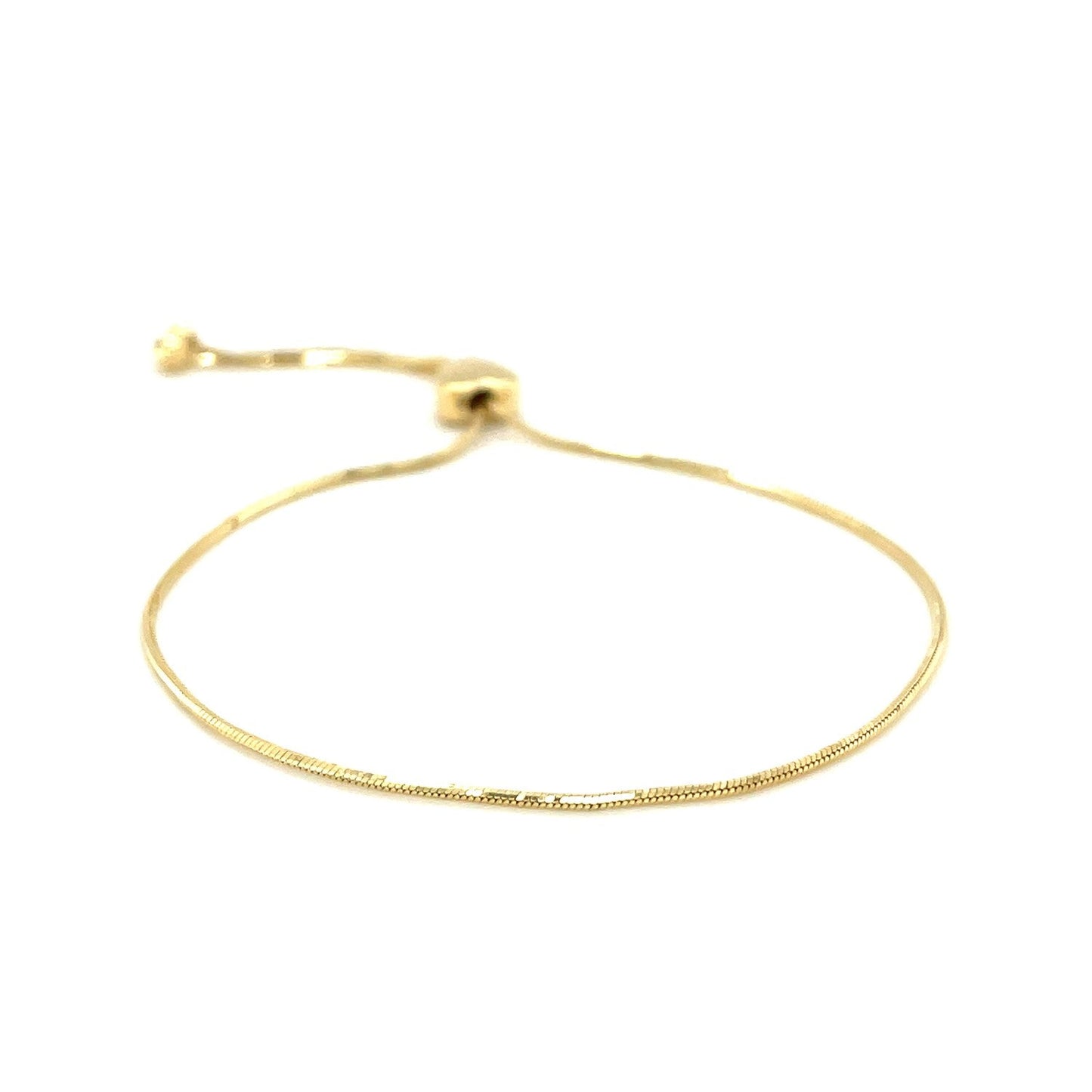 14k Yellow Gold Adjustable Lariat Heart Motif Bracelet