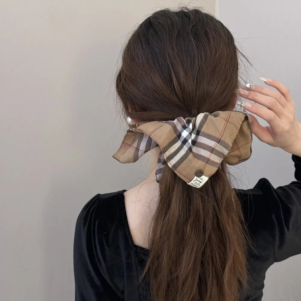 Scrunchy de Pelo Elástico a Cuadros en Contraste