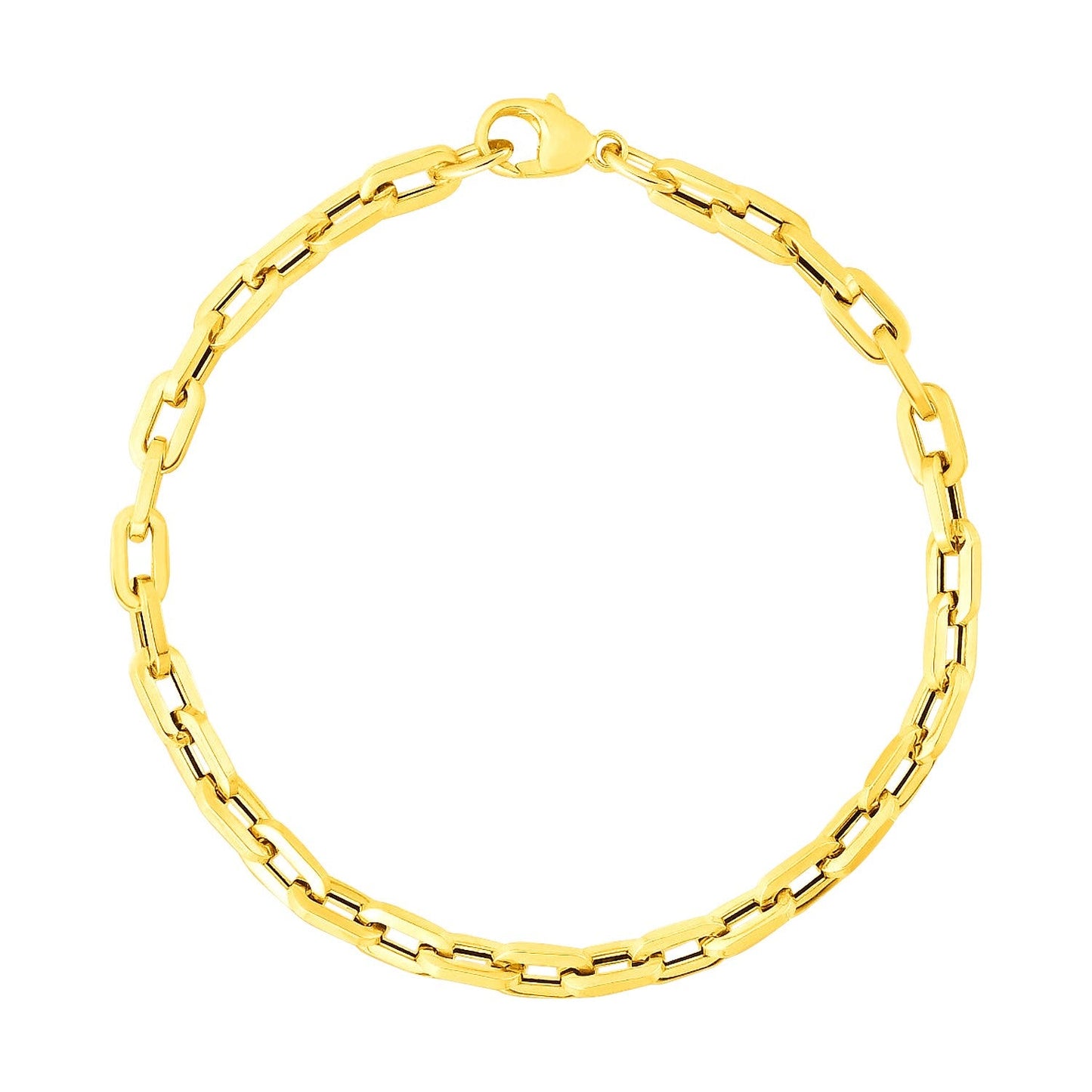 14k Yellow Gold Paperclip Chain Bracelet with Diamond Links