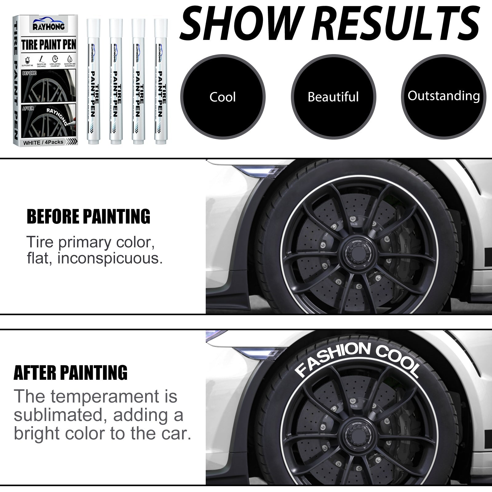 Tire Paint Pen, Car Tire Letter Pen Decorative Modification Supplies Graffiti Tracing Birthmark Pen - Korvel