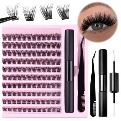 Eyelash DIY Eyelash Extensions Kit Private Label Lash Clusters DIY with Bond Seal Glue and Tweezers Set - Korvel