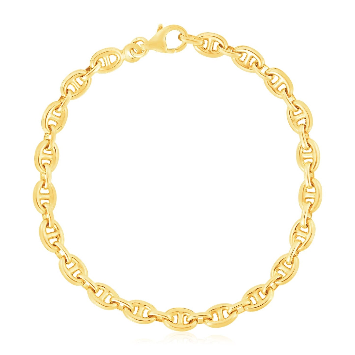 Pulsera de eslabones marineros de oro amarillo de 14k con alto pulido