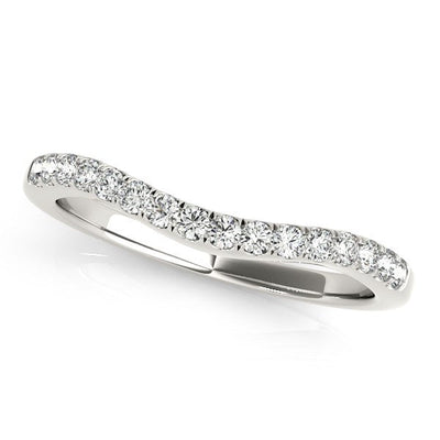 Anillo de Boda de Diamantes en Pavé Curvo de Oro Blanco de 14k