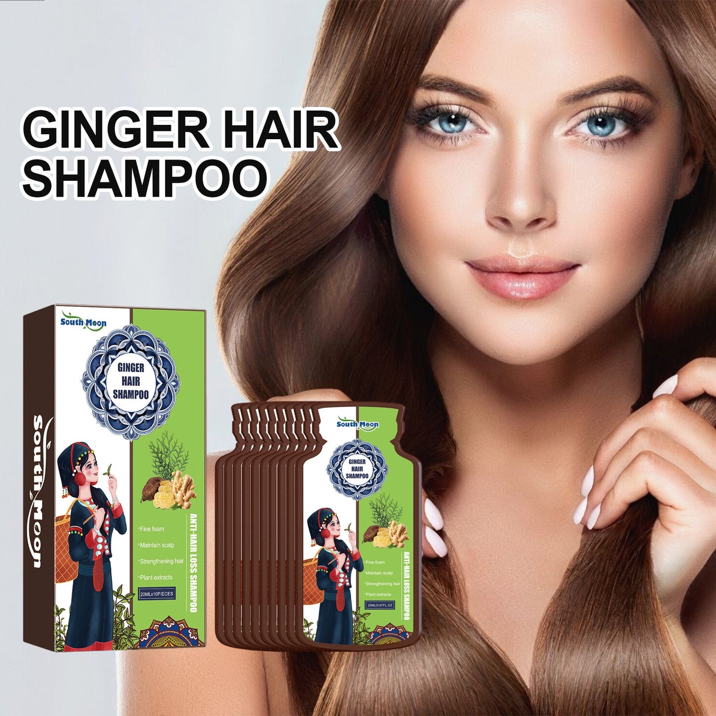 Ginger Care Shampoo Scalp Cleansing, Anti-Break Nourishing Root Strengthening Shampoo - Korvel