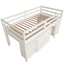 Low Study Twin Loft Bed with Cabinet and Rolling Portable Desk - White (OLD SKU :LP000113AAK) - Korvel