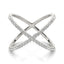 Anillo delgado estilo X de oro blanco de 14k con diamantes
